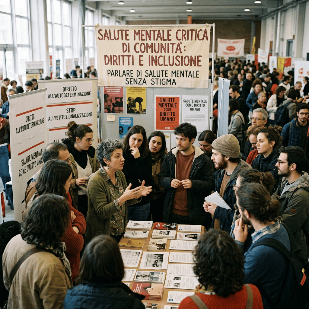 Community event booth promoting mental health rights and inclusion